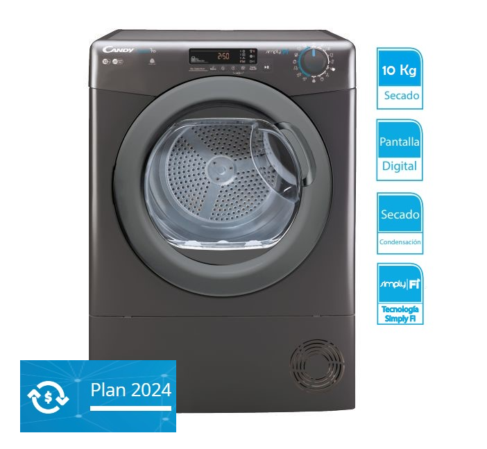 Secarropa Candy Smart Pro Independiente, Condensación, OSC C10DRGR-S  10 Kg, Control remoto avanzado y contenido adicional
